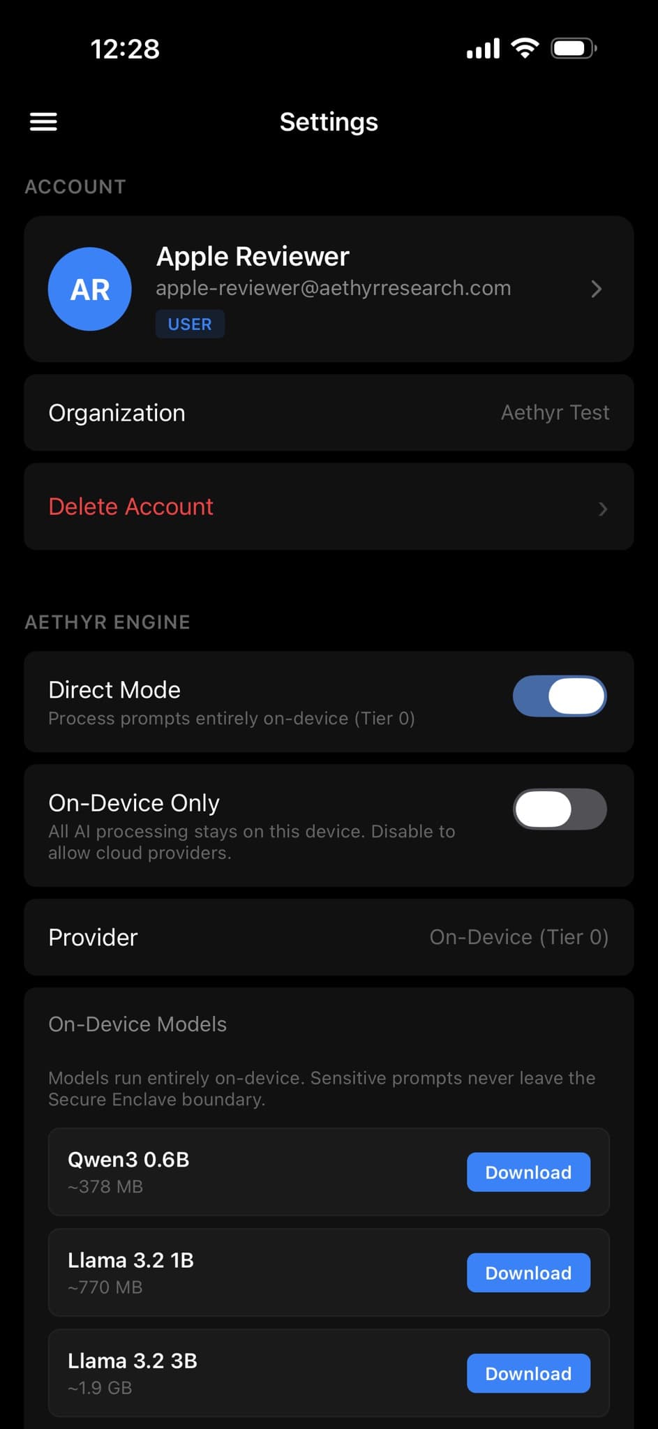 On-device AI models — Qwen3, Llama 3.2